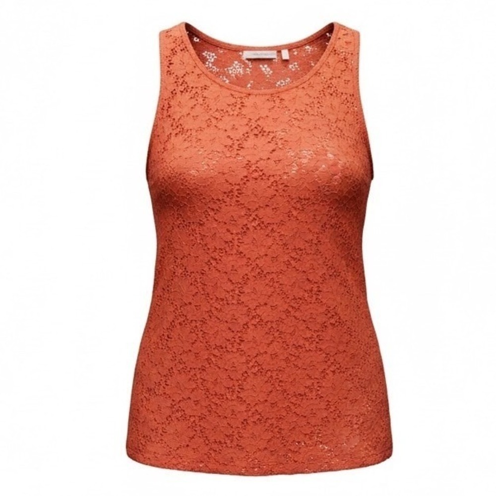 Alya Orange Crochet Lace Sleeveless Boho Summer Tank Top Women's Size Medium
